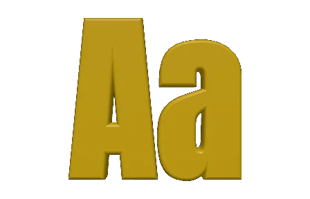 The letters Aa extruded in 3D from the converted Anton font