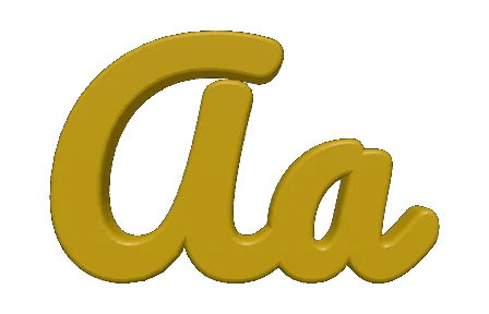 The letters Aa extruded in 3D from the converted Pacifico font