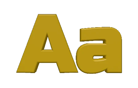 The letters Aa extruded in 3D from the converted Russo One font
