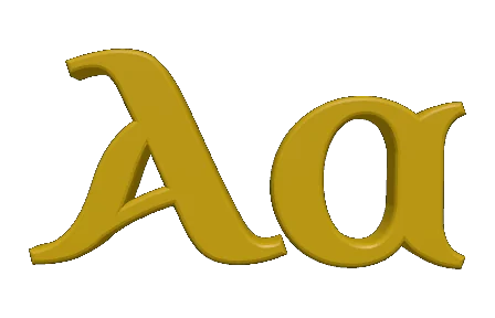 The letters Aa extruded in 3D from the converted Uncial Antiqua font