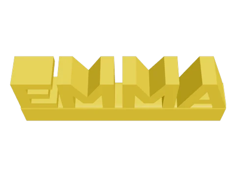 鉛筆に差し込むスリーブの上に立つ黄色の EMMA の文字