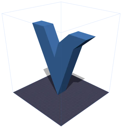 Логотип V Vextrude внутри области печати после масштабирования