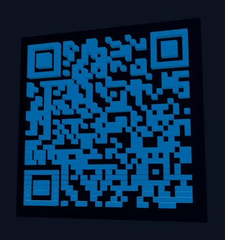 Тот же QR-код как 3D-модель на опорной пластине