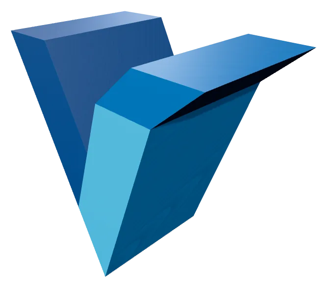 Логотип V Vextrude, экструдированный из многослойного SVG — Глубина 70