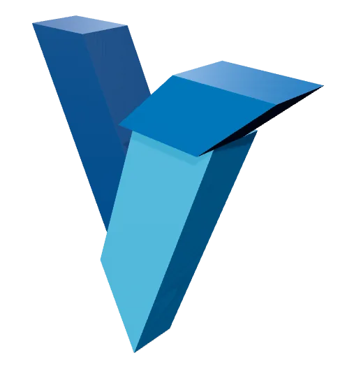 Логотип V Vextrude, экструдированный из многослойного SVG — Зазор 7 · раздельно