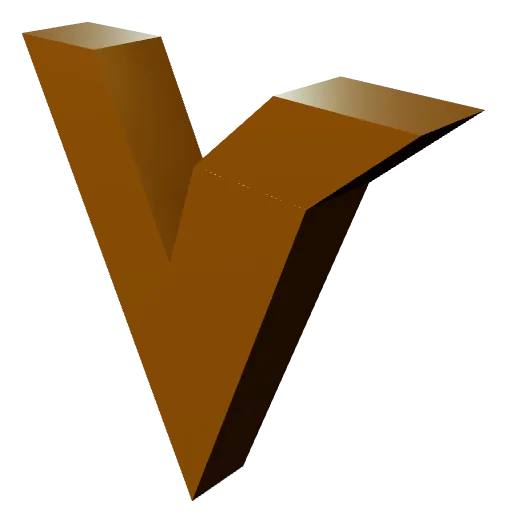 Логотип V Vextrude, экструдированный из многослойного SVG — Золото
