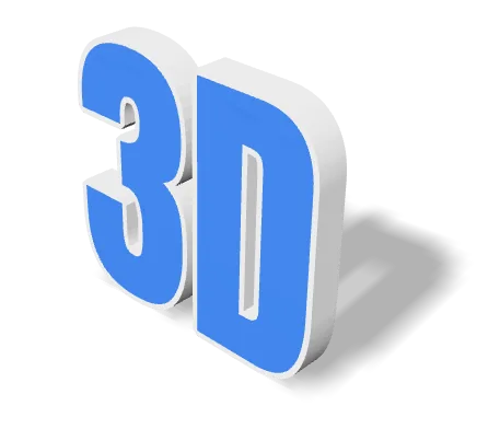 Слово «3D» как трёхмерная модель — Глубина 1