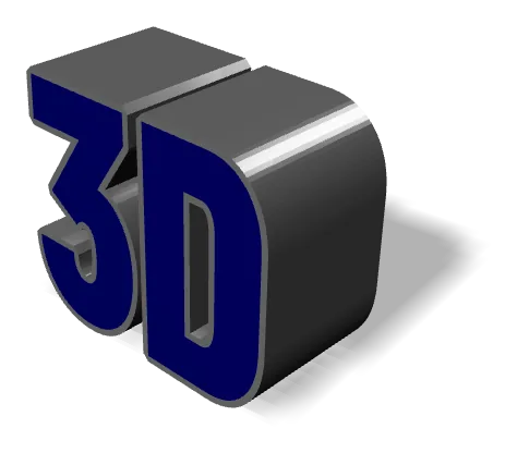 Слово «3D» как трёхмерная модель — Металл