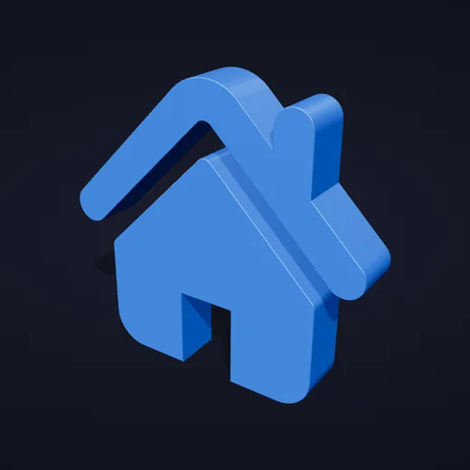 Un modelo 3D de un icono de casa mostrado como Sólido